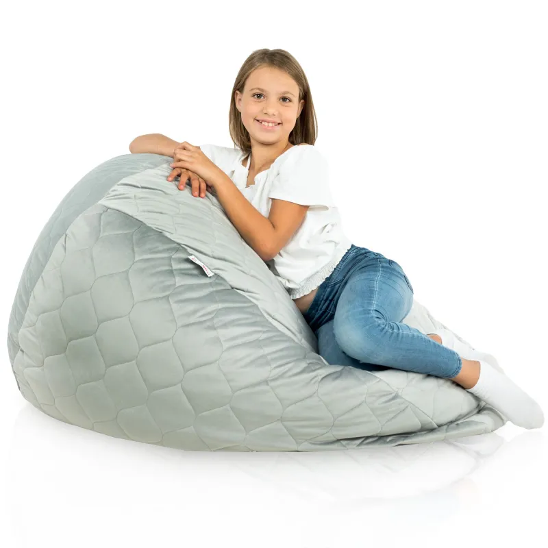Ergonomiczna Beżowa Pufa Worek Sako Dla Dzieci Plusz – Z wysokiej jakości materiałów