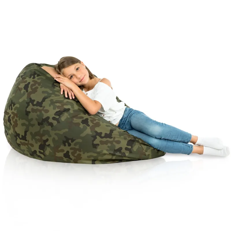 Nowoczesna Beżowa Pufa Worek Sako Dla Dziecka Nylon Outdoor – Idealna do relaksu