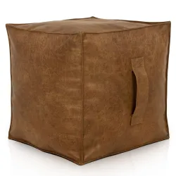 Pufa Kostka Kwadratowa - Skóra Naturalna Premium