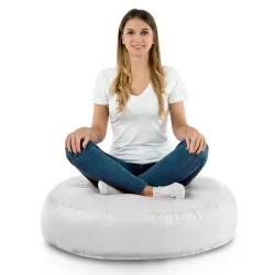 Biała Poducha Okrągła Ogrodowa Nylon