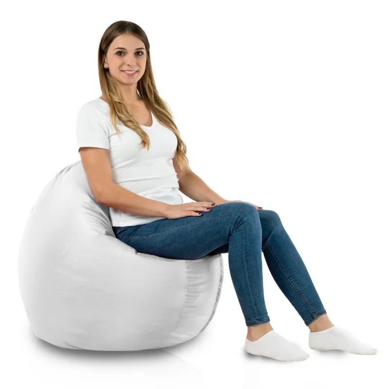 Biała Poducha Okrągła Ogrodowa Nylon