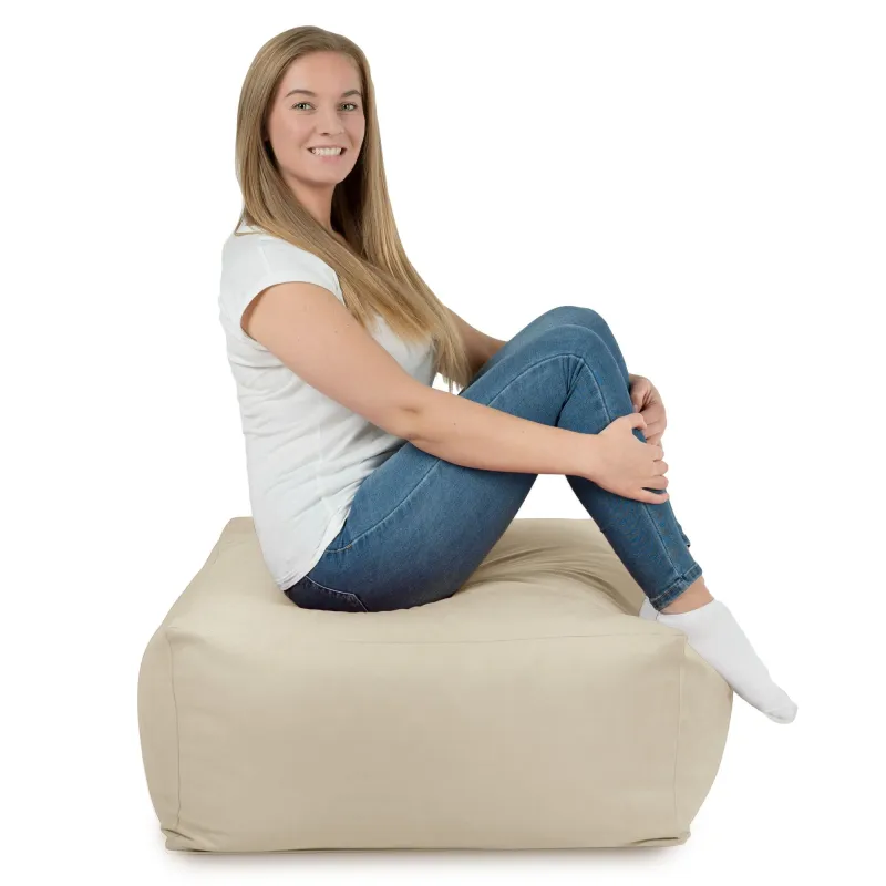 Stylowa Pufa stolik beżowy plusz – Doskonała dla dzieci i dorosłych