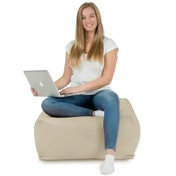 Stylowa Pufa stolik beżowy plusz – Doskonała dla dzieci i dorosłych