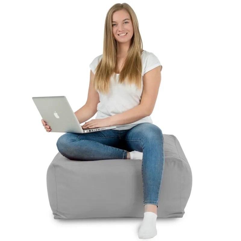 Stylowa Pufa stolik beżowy plusz – Doskonała dla dzieci i dorosłych