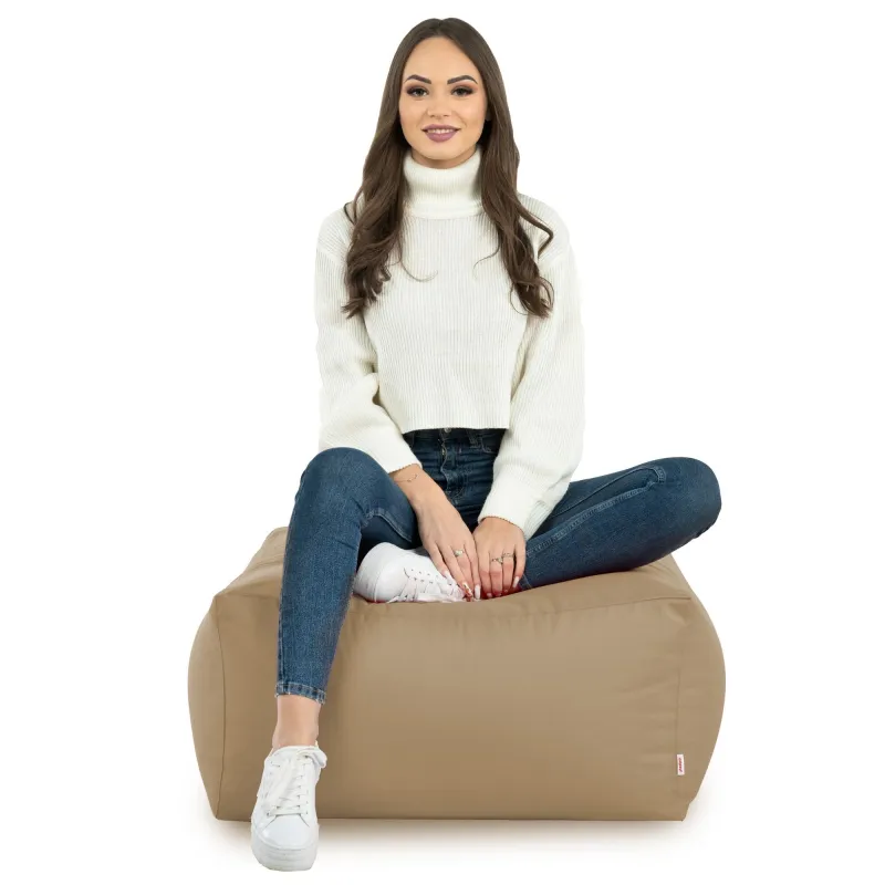 Lekka Pufa stolik biały nylon – Łatwa do przenoszenia