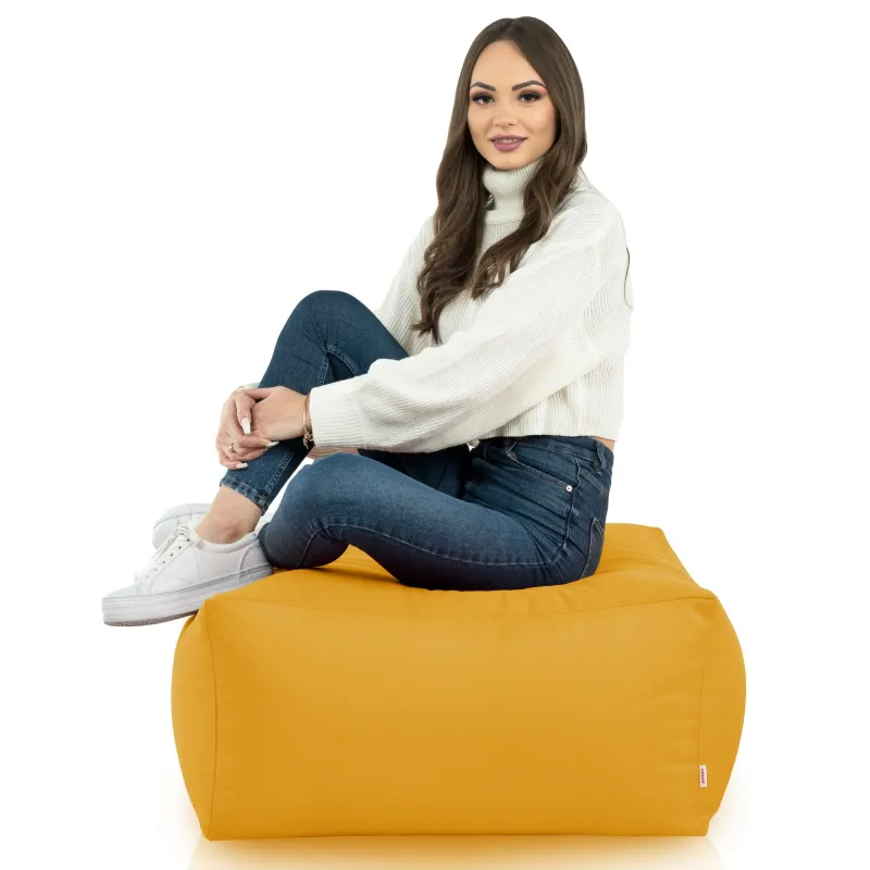 Lekka Pufa stolik biały nylon – Łatwa do przenoszenia