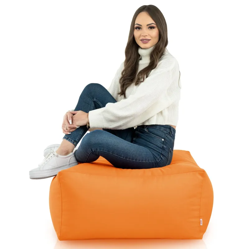 Lekka Pufa stolik biały nylon – Łatwa do przenoszenia