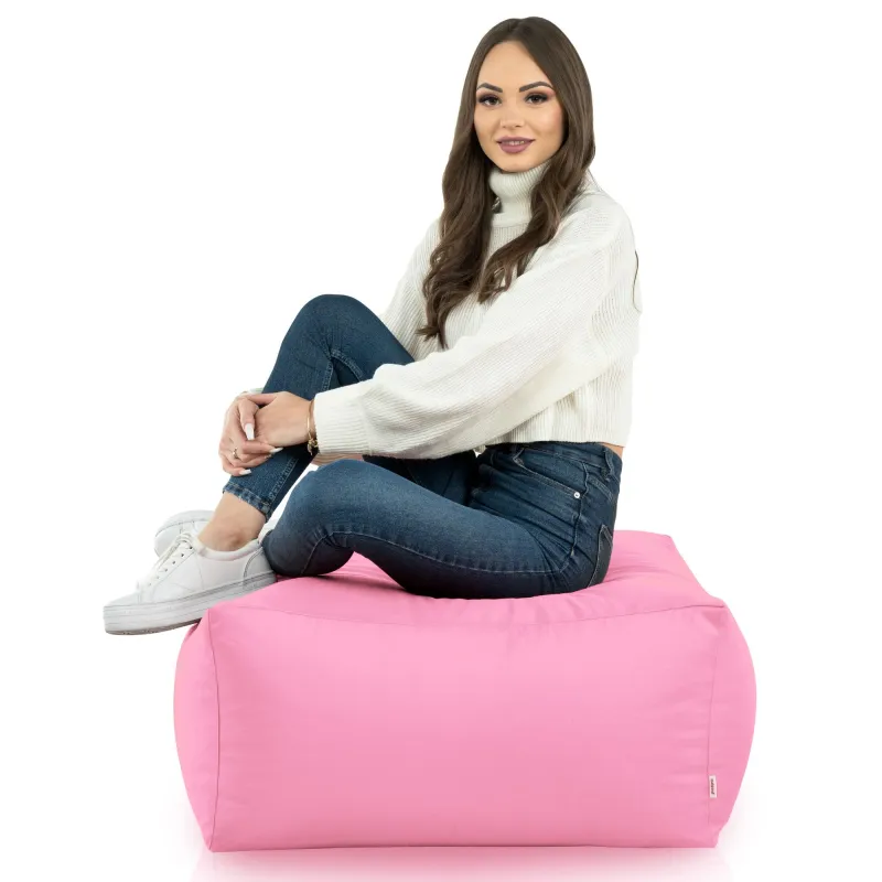 Lekka Pufa stolik biały nylon – Łatwa do przenoszenia