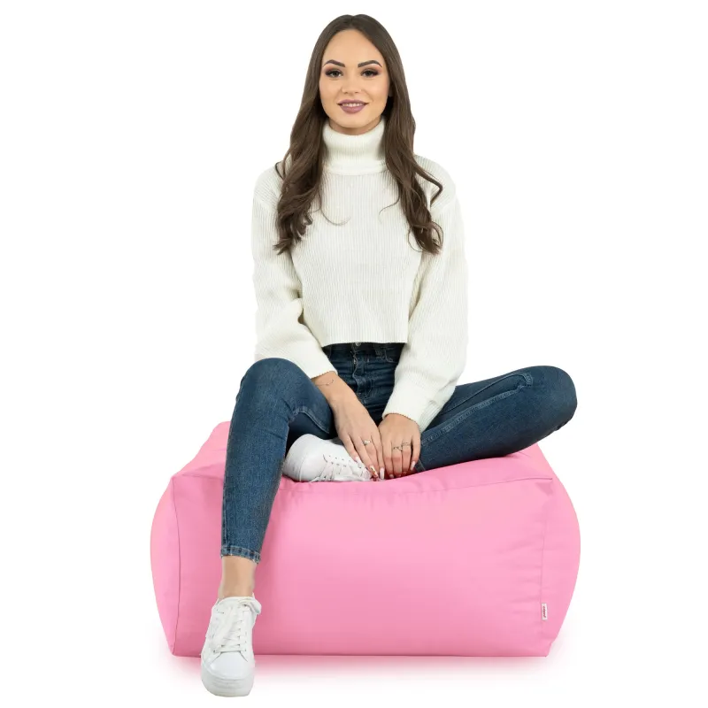 Lekka Pufa stolik biały nylon – Łatwa do przenoszenia