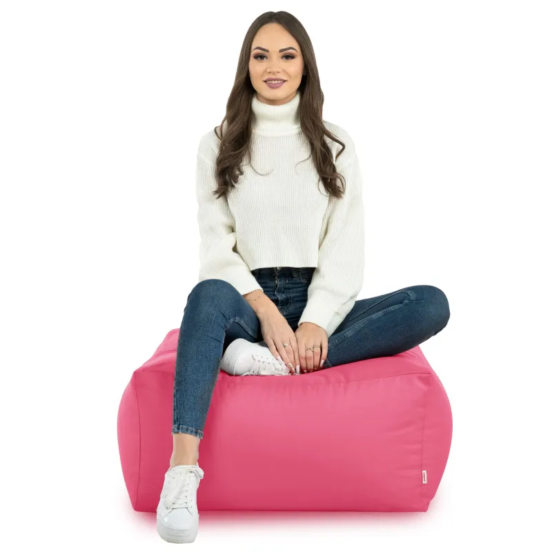 Lekka Pufa stolik biały nylon – Łatwa do przenoszenia