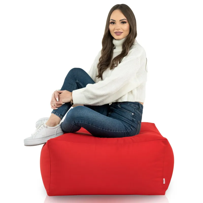 Lekka Pufa stolik biały nylon – Łatwa do przenoszenia