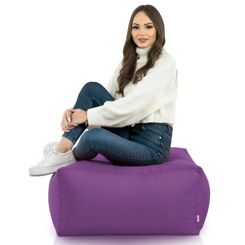 Lekka Pufa stolik biały nylon – Łatwa do przenoszenia