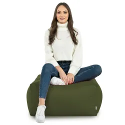 Lekka Pufa stolik biały nylon – Łatwa do przenoszenia