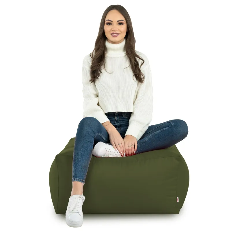 Lekka Pufa stolik biały nylon – Łatwa do przenoszenia