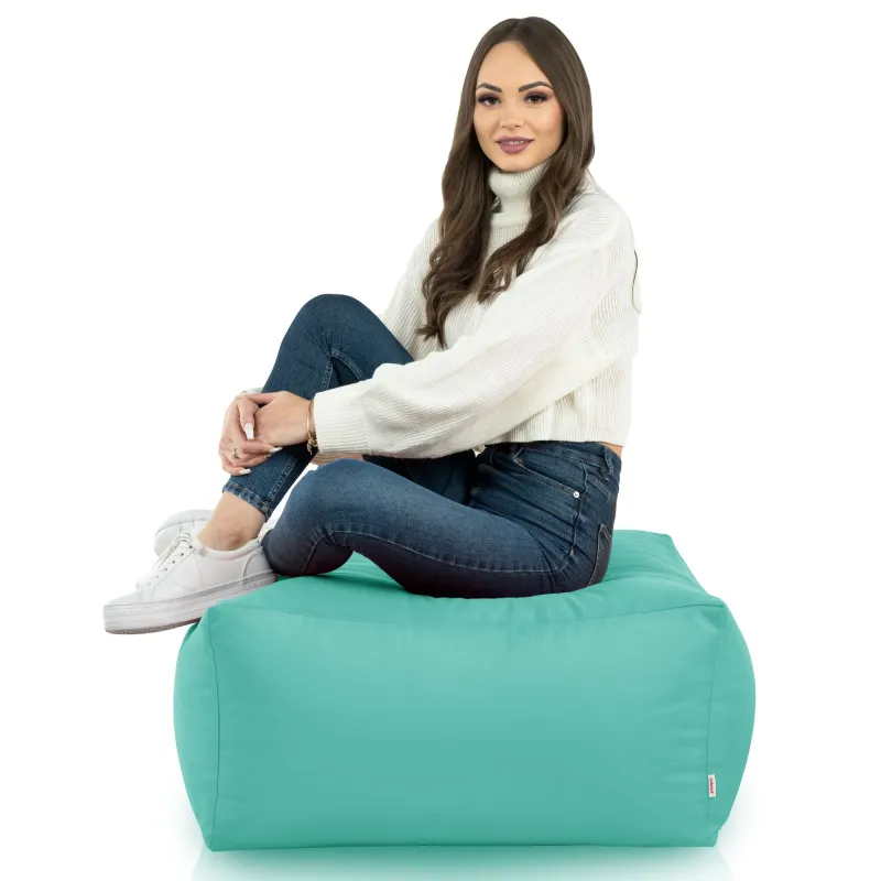 Lekka Pufa stolik biały nylon – Łatwa do przenoszenia