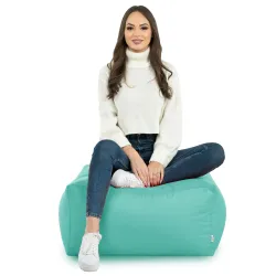 Lekka Pufa stolik biały nylon – Łatwa do przenoszenia