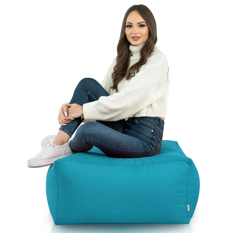 Lekka Pufa stolik biały nylon – Łatwa do przenoszenia