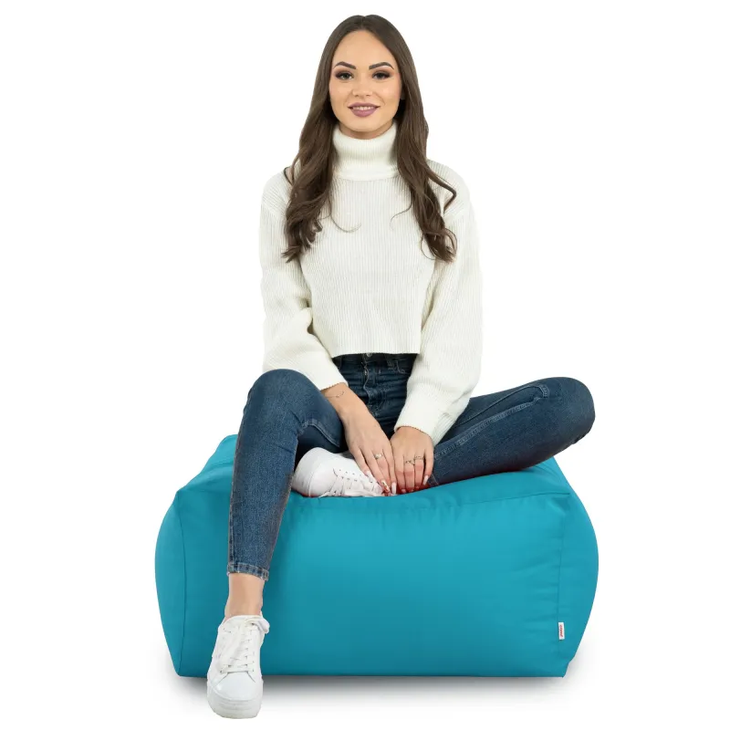 Lekka Pufa stolik biały nylon – Łatwa do przenoszenia