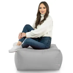 Lekka Pufa stolik biały nylon – Łatwa do przenoszenia