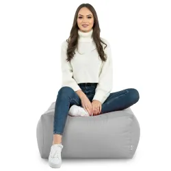 Lekka Pufa stolik biały nylon – Łatwa do przenoszenia