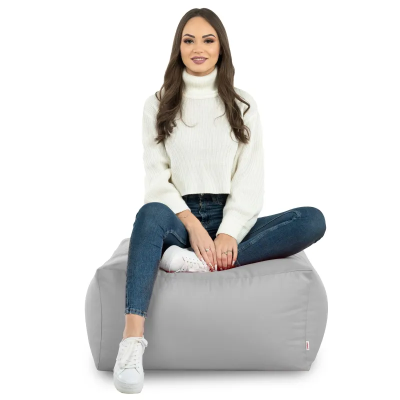 Lekka Pufa stolik biały nylon – Łatwa do przenoszenia