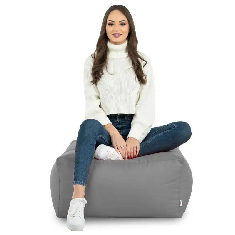 Lekka Pufa stolik biały nylon – Łatwa do przenoszenia