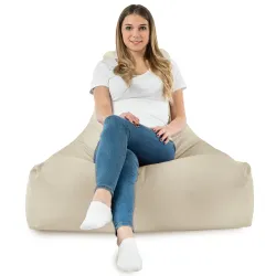 Jak dobrać beżowy fotel pufa sako do siedzenia w ciepłych wnętrzach?