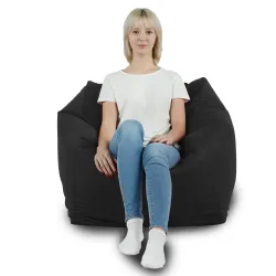 Beżowy fotel pufa sako z pluszu – ponadczasowy komfort i styl