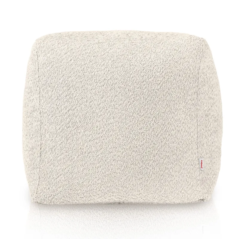 Stylowa Beżowa Pufa Kostka boucle – Z wodoodporną powłoką