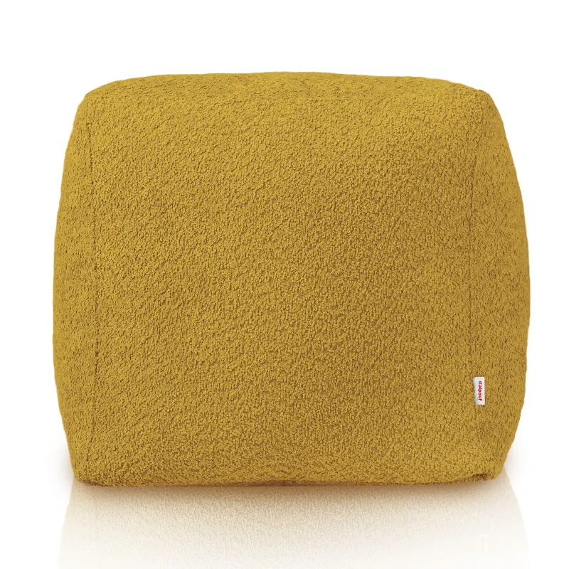 Stylowa Beżowa Pufa Kostka boucle – Z wodoodporną powłoką