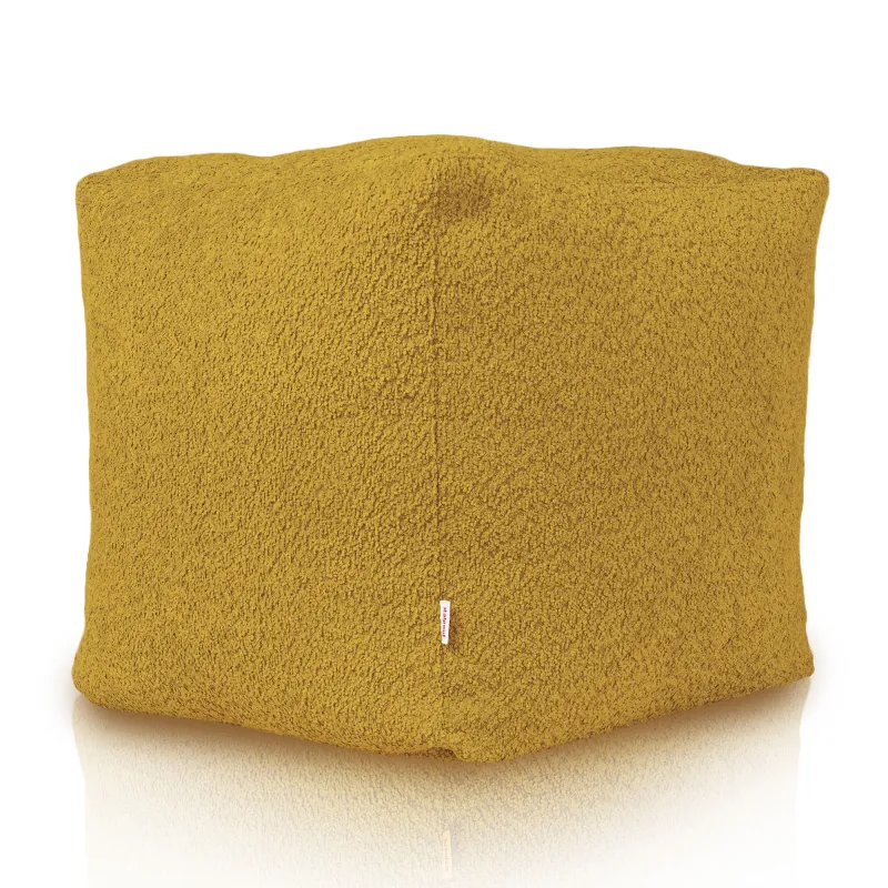 Stylowa Beżowa Pufa Kostka boucle – Z wodoodporną powłoką