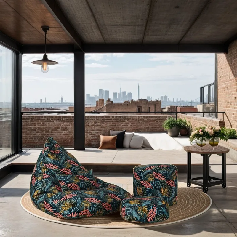 Pufa Walec Okrągłe Siedzisko i Podnóżek 40x55 cm Premium Prints