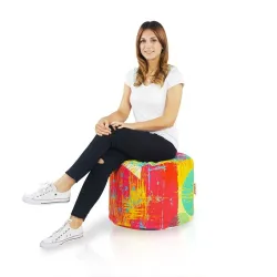 Pufa Walec Okrągłe Siedzisko i Podnóżek 40x55 cm Premium Prints