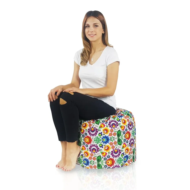 Pufa Walec Okrągłe Siedzisko i Podnóżek 40x55 cm Premium Prints