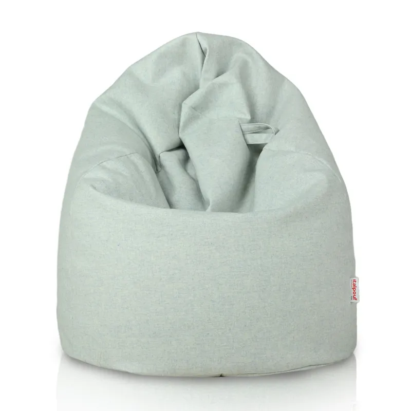 Nowoczesna Wełniana szaro niebieska pufa worek sako – Z wodoodporną powłoką