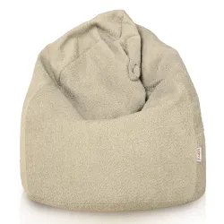 Nowoczesna Jasnobeżowy pufa worek sako l dla dzieci boucle – Łatwa do przenoszenia
