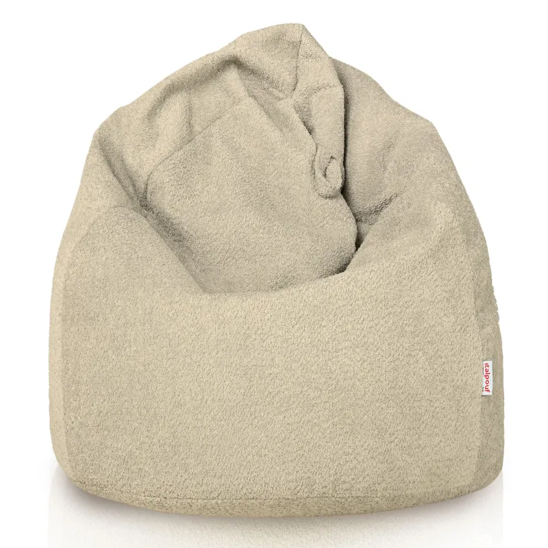 Nowoczesna Jasnobeżowy pufa worek sako l dla dzieci boucle – Łatwa do przenoszenia