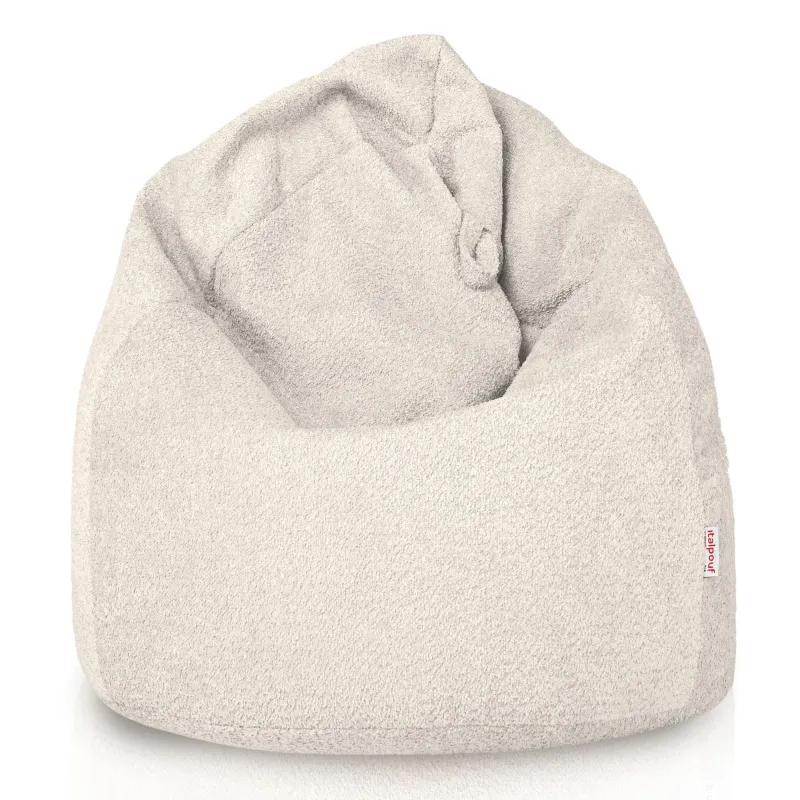 Nowoczesna Jasnobeżowy pufa worek sako l dla dzieci boucle – Łatwa do przenoszenia