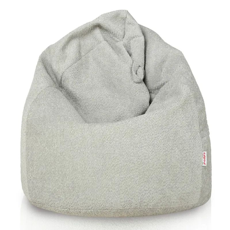 Nowoczesna Jasnobeżowy pufa worek sako l dla dzieci boucle – Łatwa do przenoszenia