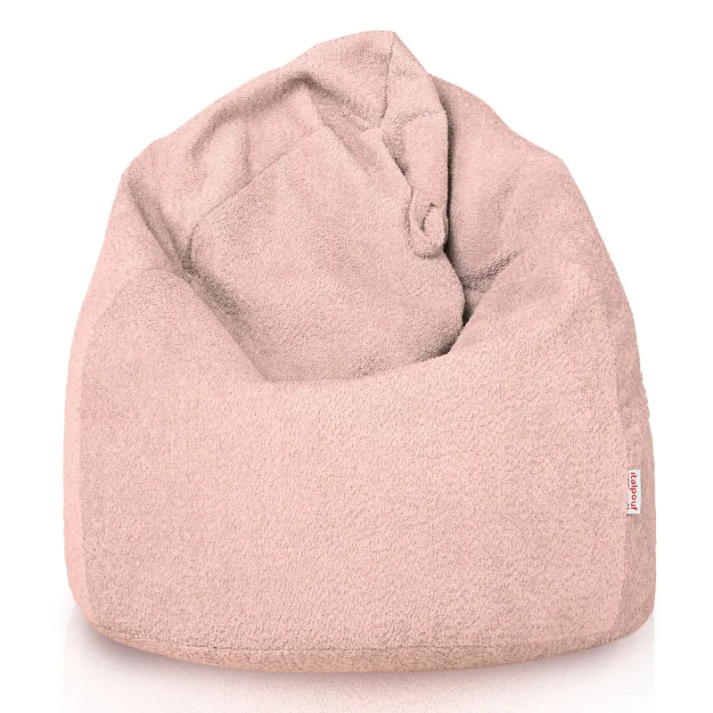 Nowoczesna Jasnobeżowy pufa worek sako l dla dzieci boucle – Łatwa do przenoszenia