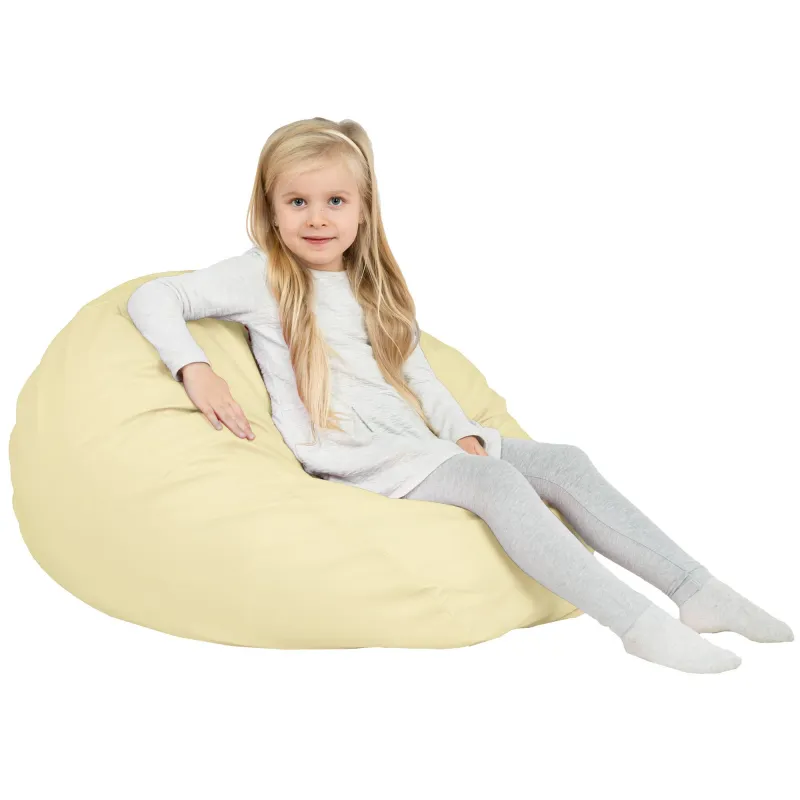 Lekka Biała Pufa Worek Sako Dla Dzieci Ekoskóra – Świetna do domu i ogrodu