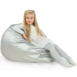 Lekka Biała Pufa Worek Sako Dla Dzieci Ekoskóra – Świetna do domu i ogrodu