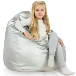 Lekka Biała Pufa Worek Sako Dla Dzieci Ekoskóra – Świetna do domu i ogrodu