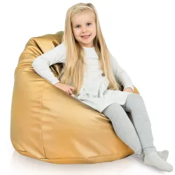 Lekka Biała Pufa Worek Sako Dla Dzieci Ekoskóra – Świetna do domu i ogrodu