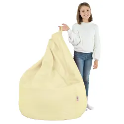 Stylowa Kremowa Pufa Worek Sako Dla Dzieci Ekoskóra – Z wodoodporną powłoką