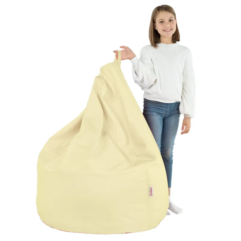 Stylowa Kremowa Pufa Worek Sako Dla Dzieci Ekoskóra – Z wodoodporną powłoką