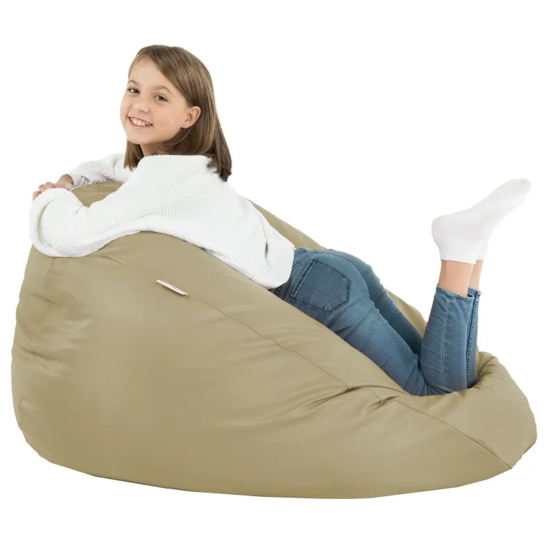 Stylowa Kremowa Pufa Worek Sako Dla Dzieci Ekoskóra – Z wodoodporną powłoką