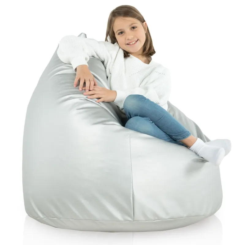 Stylowa Kremowa Pufa Worek Sako Dla Dzieci Ekoskóra – Z wodoodporną powłoką