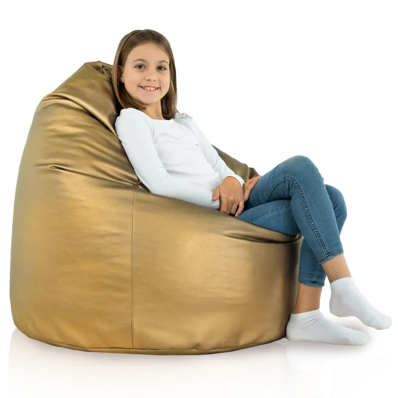 Stylowa Kremowa Pufa Worek Sako Dla Dzieci Ekoskóra – Z wodoodporną powłoką