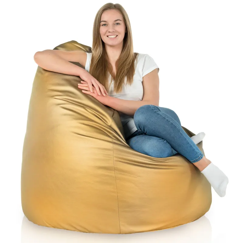 Lekka Jasnożółta Pufa Worek Sako Dla Dzieci Ekoskóra – Świetna do domu i ogrodu